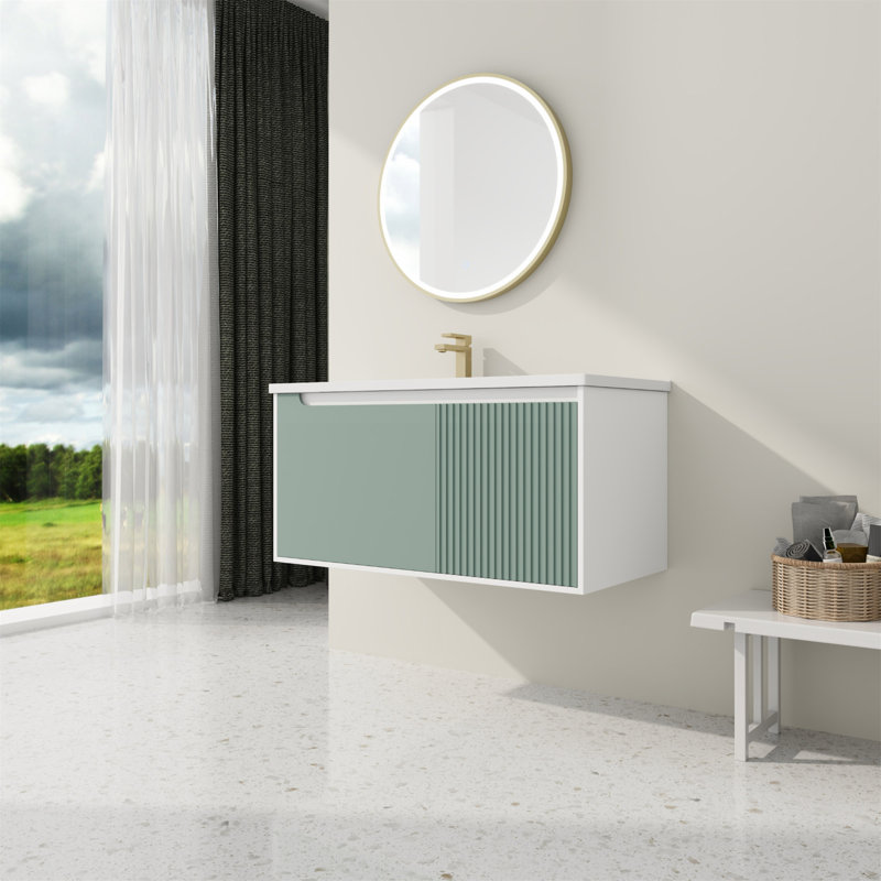 Meuble-lavabo mural 40 po avec lavabo en céramique