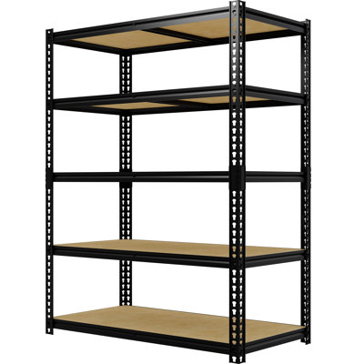 72" H Garage Shelving, 2500LBS Heavy Duty 5-Tier Storage Unit with Adjustable Shelves, Industrial Shelving for Basement, Warehouse, Pantry, Home & Commercial Use