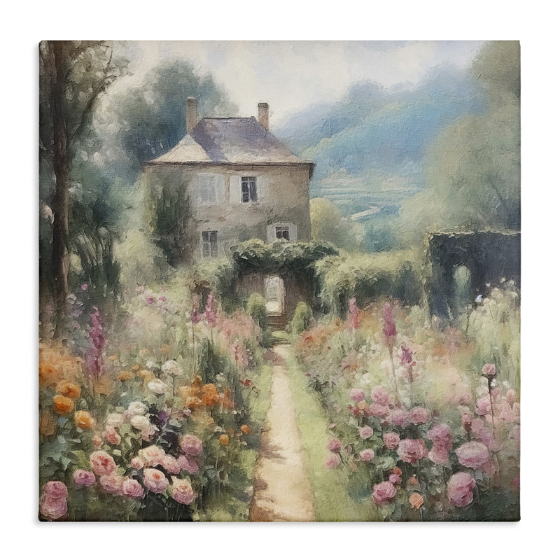 Art mural sur toile Blooming Cottage Path par RileyB, H 24 po x l 24 po