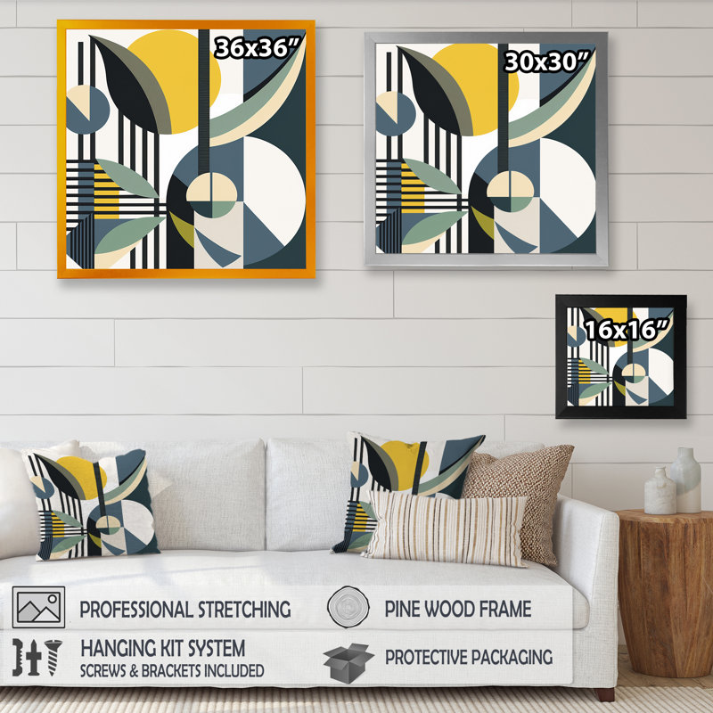 Impression rétro sur toile Mid-Century, Noir, L 16 po x H 16 po