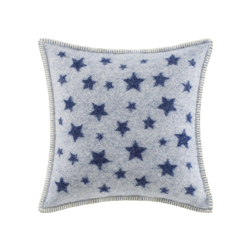Stars Wool Cushion Cover, Dark Blue/Off White