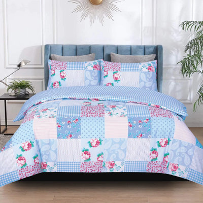 Cotton Blend No Pattern Duvet Cover with Pillowcases