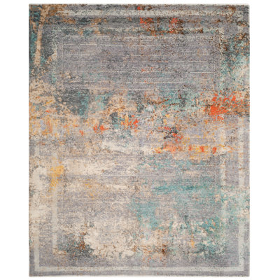 Centennial Hand Knotted Silk/Wool Rug in Brown/Blue/Orange