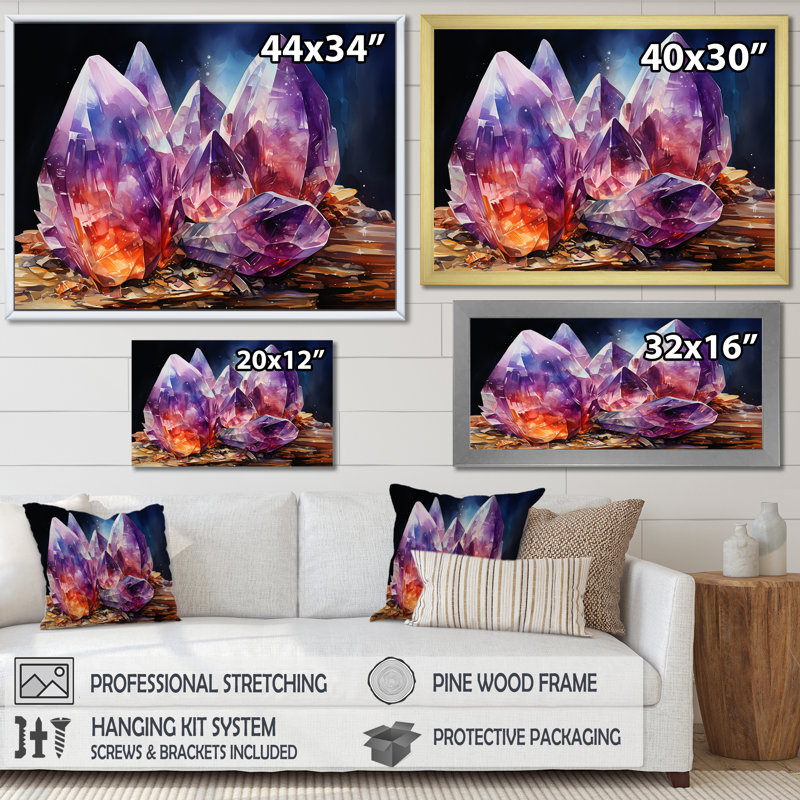 Spiritual Colorful Quartz Harmony sur impression sur toile, H 24 po x l 32 po x P 1 po, Cadre simple noir