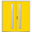 Extérieur double 72 po X 80 po Fibre de verre lisse 1 lumière Lite Strike Side Paint des deux côtés du même éclair jaune à droite Cadre composite apprêté-94362202-94362201-94362205
