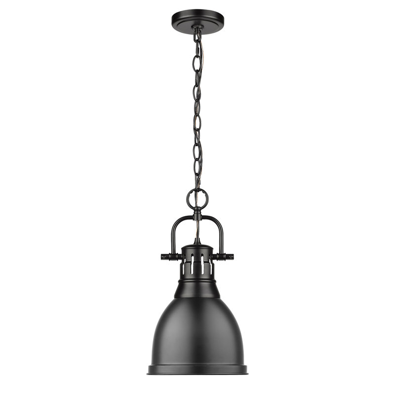 Luminaire suspendu unique à 1 lumière Alethia sans accents de matériau secondaire ou d'accent, Noir mat, Noir mat