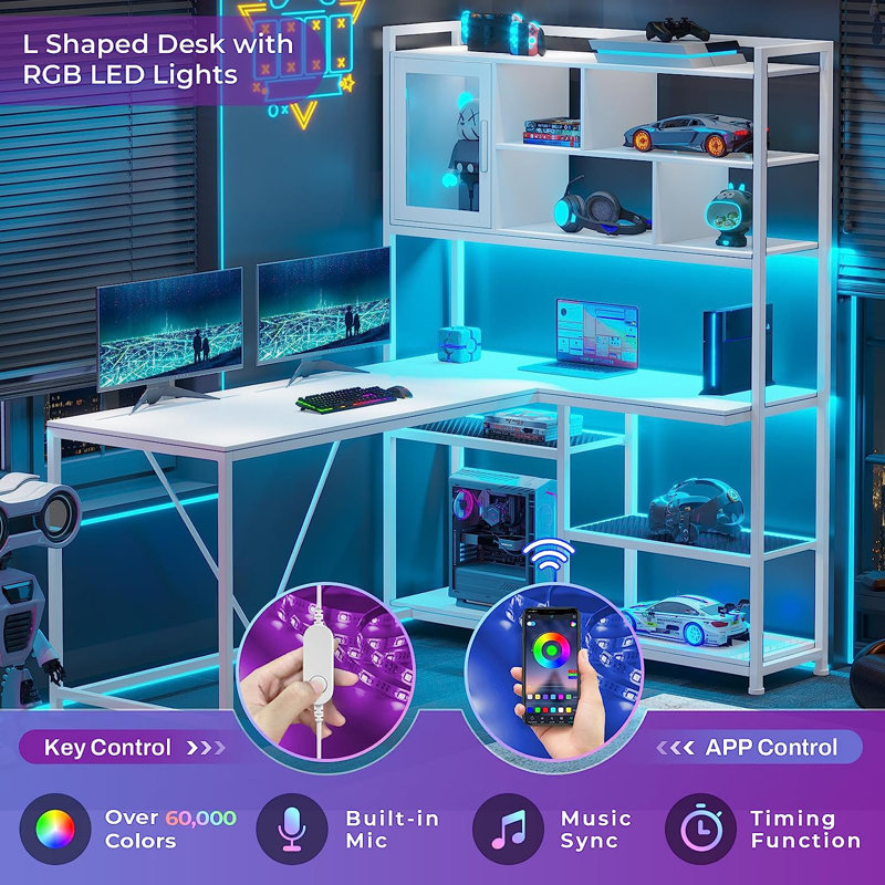 Shellsburg 58 W  L Shape Computer Desk, White