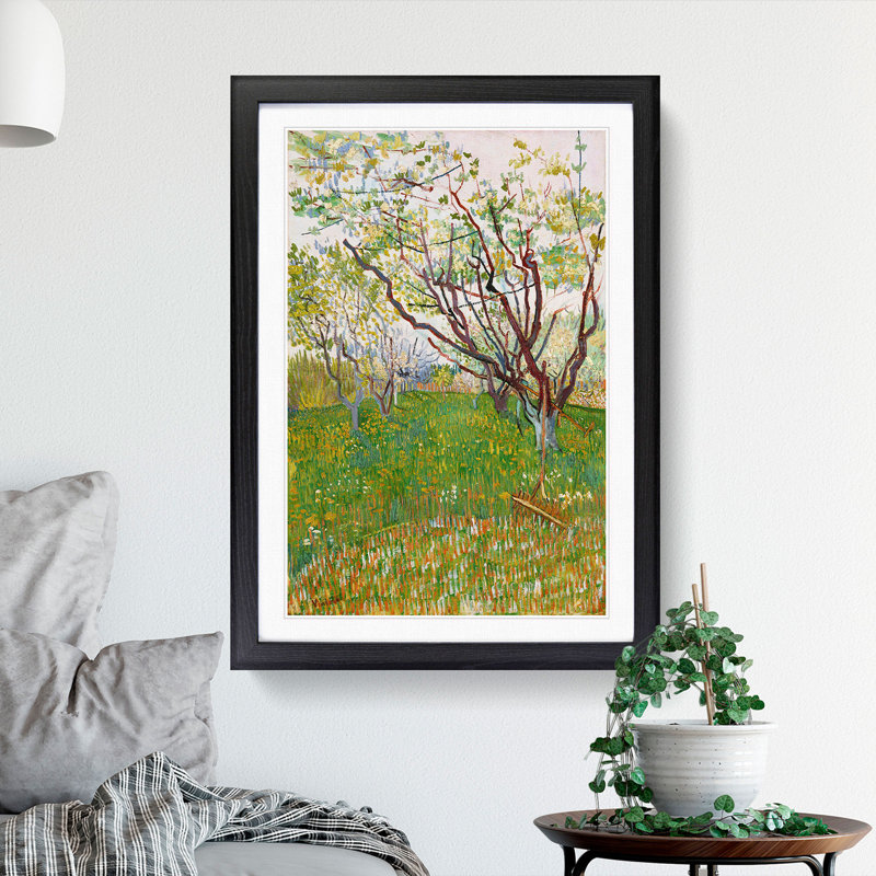 The Flowering Orchard by Vincent Van Gogh - Picture Frame Painting, Black, 65cm H x 48cm W x 2cm D