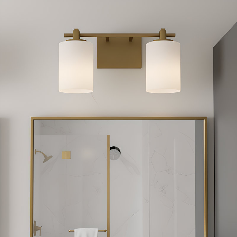 Morris 2-Light Weathered Brass Vanity Light, 7.5" H x 15" W x 6" D, 2 Lights