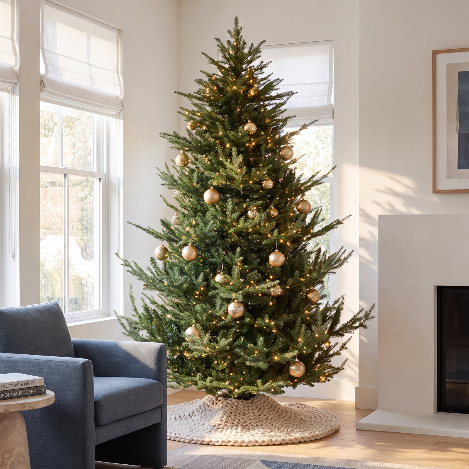 White 7' Pre-Lit Pine Tree