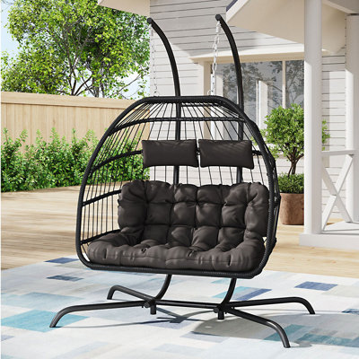Garden Sanctuary Outdoor Hanging 2-Seater Egg Chair
