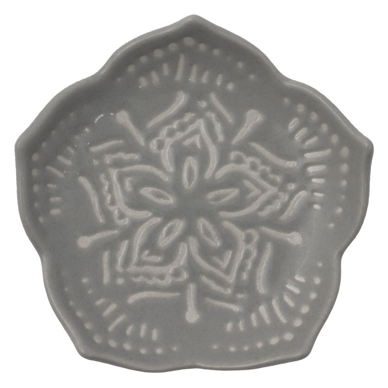 Medium Flower Shaped Trinket Tray Gray