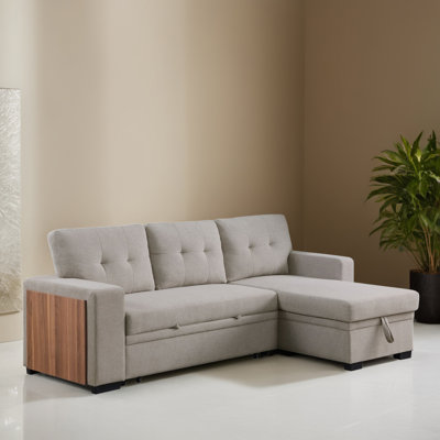 92.12" Pull Out Reversible Sleeper Sectional Sofa Bed with Storage Chaise by Latitude Run