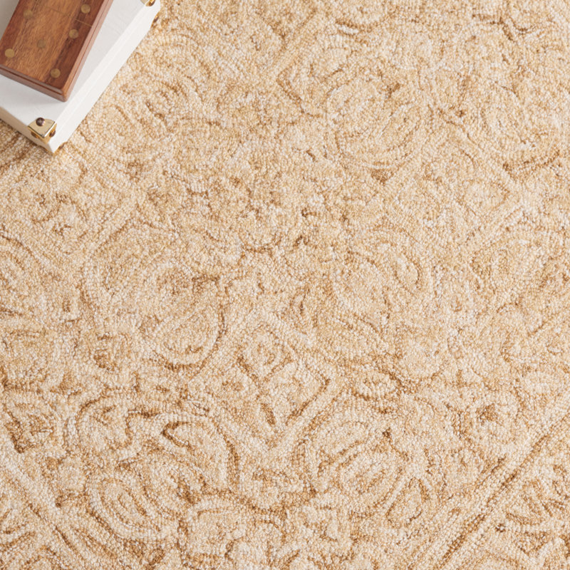 Gold and Ivory Hand Tufted Wool Rectangular Rug