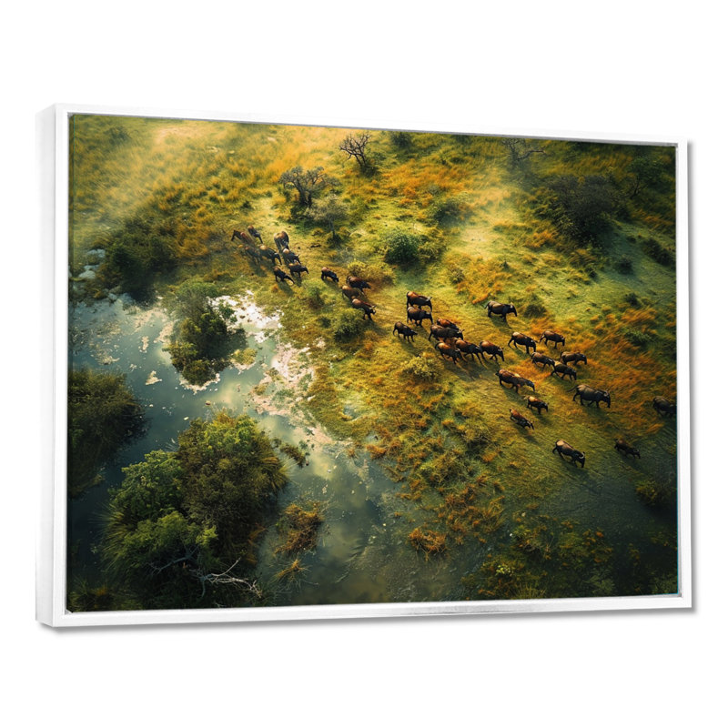 Castanon - impression d'art mural paysage africain, Toile encadrée flottée blanche, H 12 po x l 20 po x P 1 po