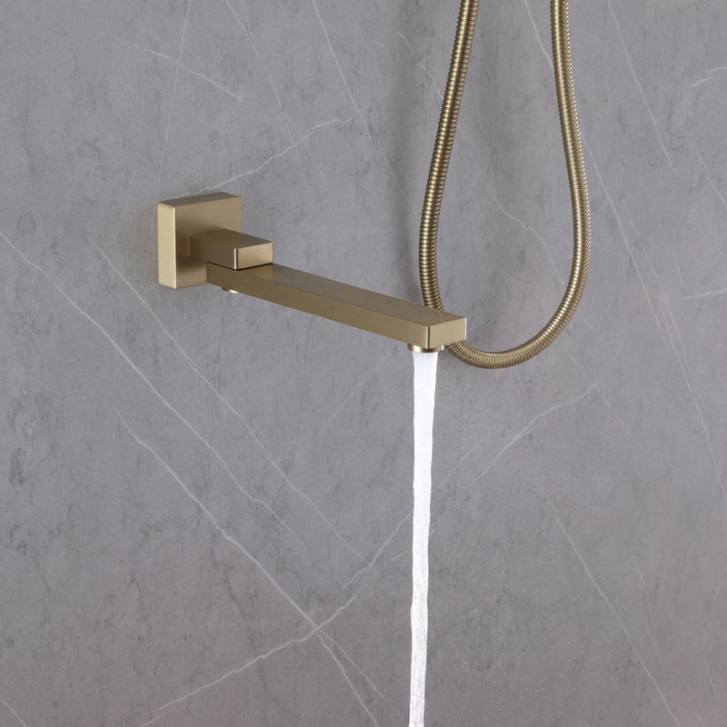 Système de douche à pluie à pression équilibrée mural moderne 10 po avec douchette pivotante et douche à main Modern