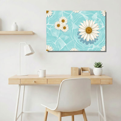 «White Daisies» flottant dans l'eau turquoise, art mural