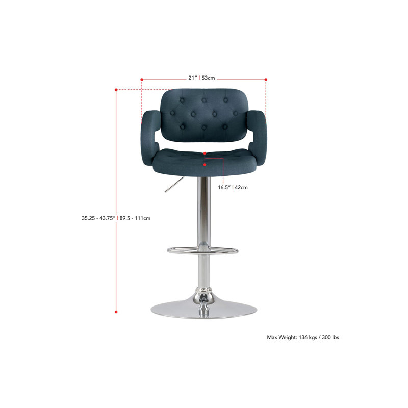 Tabouret de bar rotatif à hauteur ajustable Quira, Bleu foncé