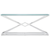 Mongillo 71'' Glass Top Console Table
