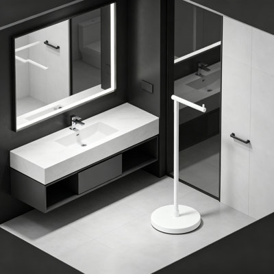GERZWY Free Standing Toilet Paper Holder Stand With Weighted Base, Premium SUS 304 Stainless Steel Construction, Modern Bathroom Paper Towel Holder For Any Space