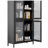 Classic Metal Storage Cabinet Display Cabinet with 4 Glass Doors 4 Shelves Cabinet Bookcase Side Cabinet