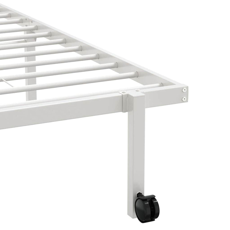 Bed Frame Without Mattress Foldable Steel, 84.5 x 222cm, White