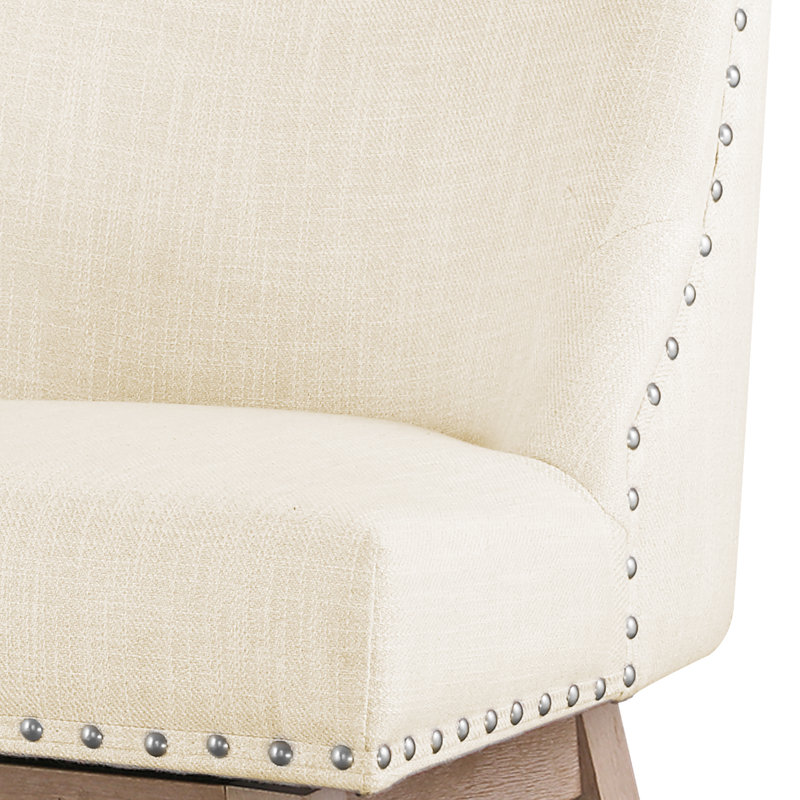 Tabouret pivotant 26 po Amania, Siège beige / structure naturelle