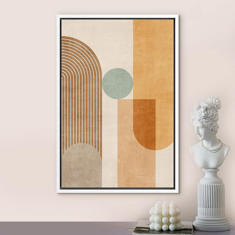 Motif géométrique abstrait de style Mid-Century Boho Polygons, Blanc, H 24 po x l 16 po