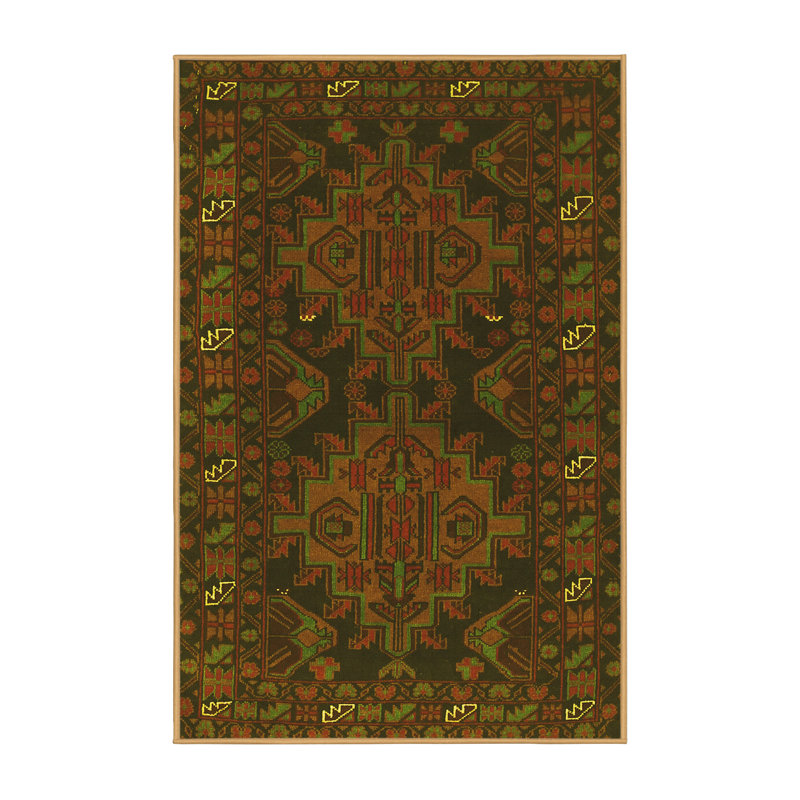 Tapis traditionnels jaunes lavables à la machine 1359, Rectangle 7 pi x 9 pi