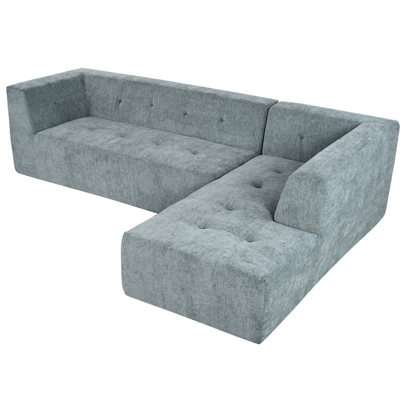 Jared Modular Boneless L-Shaped Sectional Sofa, Blue Gray Chenille
