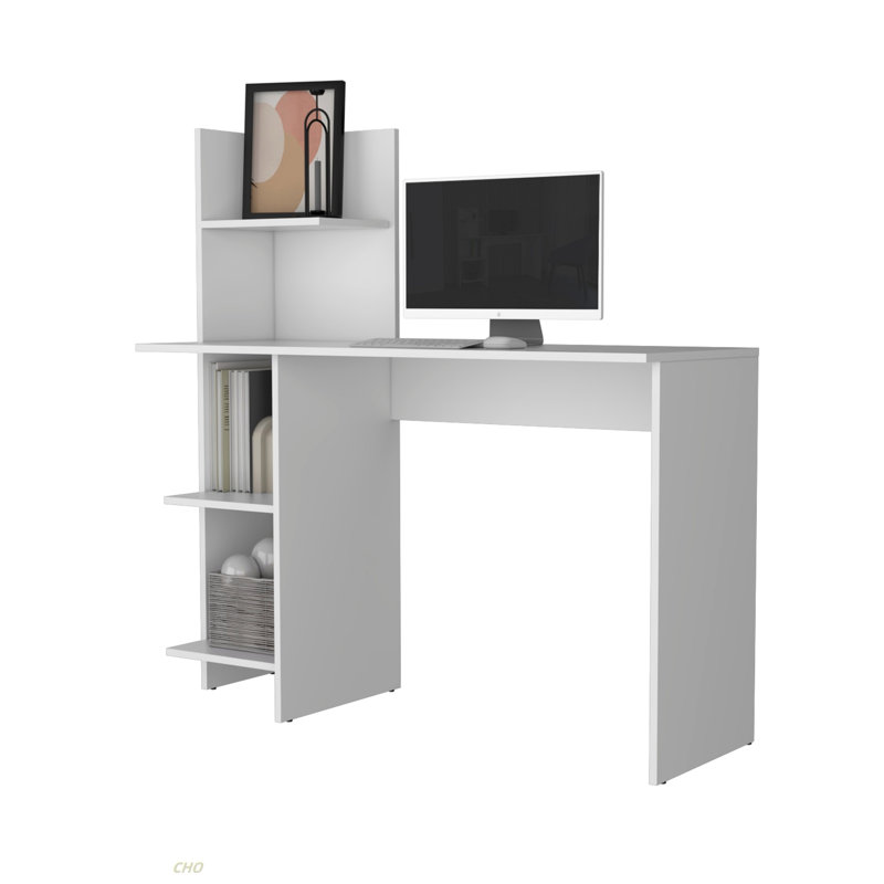 Bureau d'écriture blanc à quatre tablettes