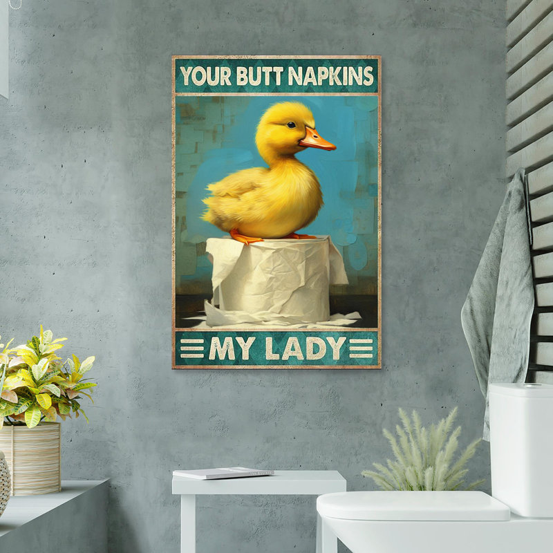 «Yellow Duck Your Buck Napkins My Lady 1 - 1 pièce», reproduction d'art graphique sur toile tendue