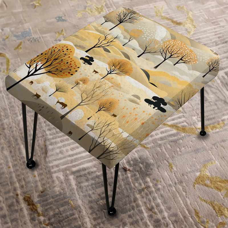 Beige et crème Safari Adventure Tree Landscape - Repose-pieds rectangulaire imprimé animal