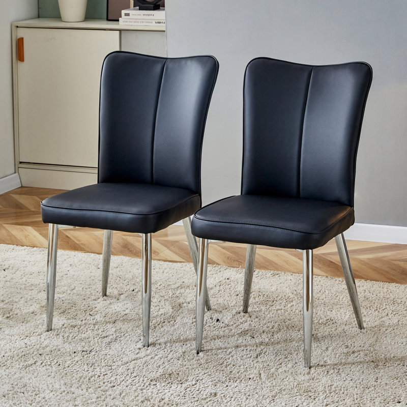 Chaises de salle à manger, chaises de bureau, Argent argent, Noir, 2