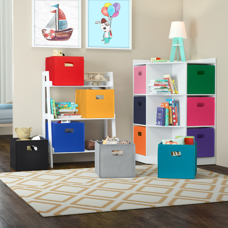 Orange Collapsible Plastic Cube Storage Bins for Kids, Set of 2