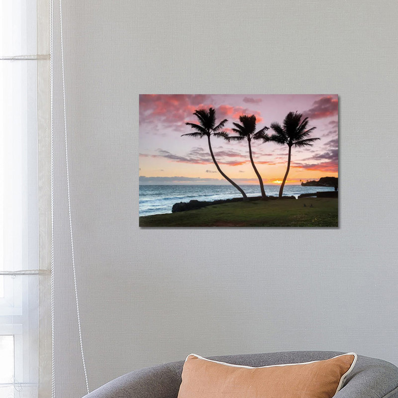 Thrre Palm Sunrise by Sean Davey - Wrapped Canvas Gallery-Wrapped Canvas Giclée, 66.04 cm H x 45.72 cm W x 3.175 cm D