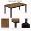 Ensemble de salle à manger rectangulaire 6 pièces avec banc, noir foncé et chêne deux tons, style maison de campagne pour la cuisine ou la salle à manger