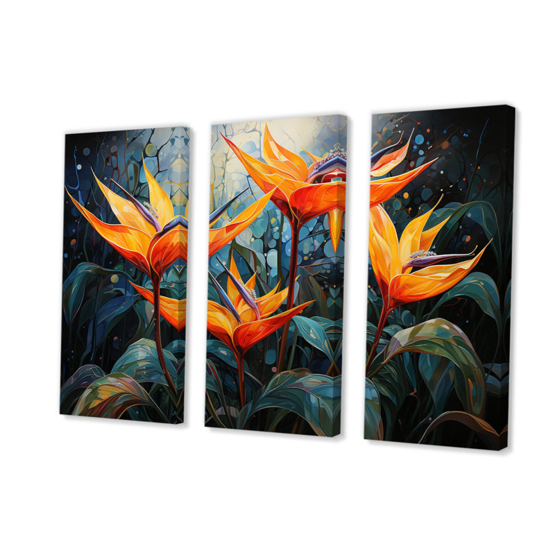 Birds of Paradise Paradise IV - 3 pièces sur toile tendue, H 28 po x l 36 po x P 1 po