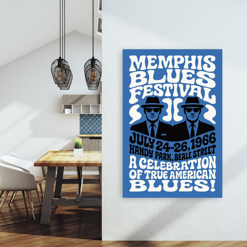 «Memphis Blues Festival», art rétro rétro classique, 60" H x 40" W
