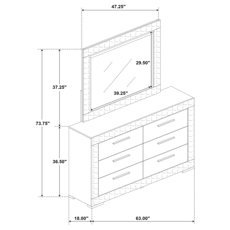 Commode 6 tiroirs Rodrigue, Gris