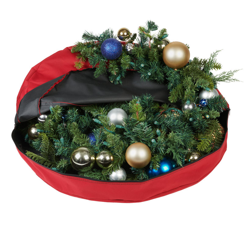 Hanging Christmas Wreath Storage Container, 36" H x 36" W x 7" D