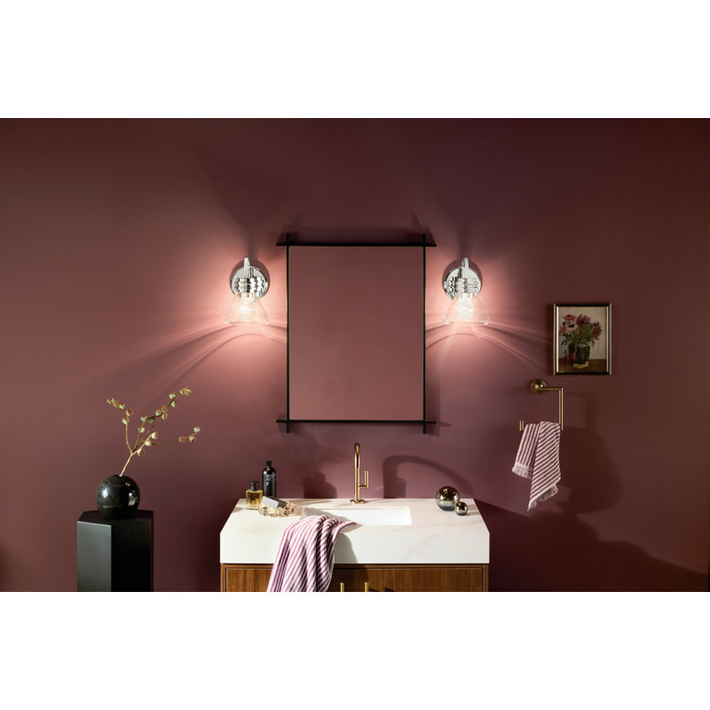 Applique murale 1 lumière 9,5 po avec verre transparent, Chrome chrome