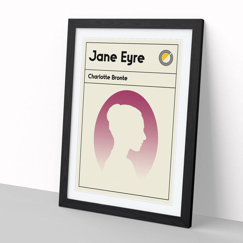 Book Cover Jane Eyre Charlotte Bronte - Picture Frame Graphic Art, 90cm H x 65cm W x 2cm D, Black