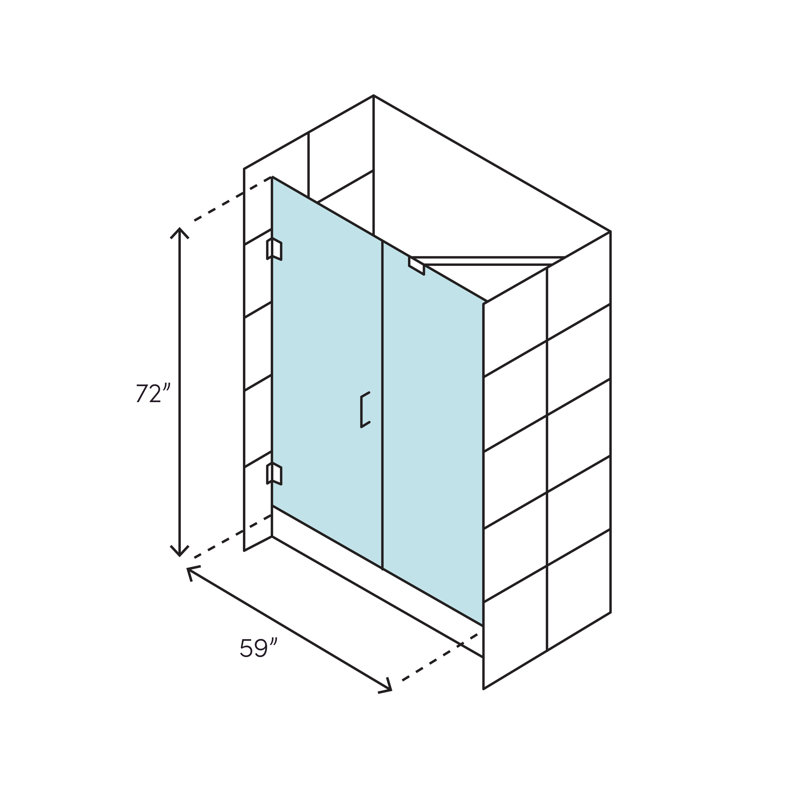 Cabine de douche rectangulaire à charnière 59 "x 72" Bromley GS, Bronze huilé