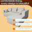 Lit modulaire à quatre places avec mousse à mémoire de forme haute densité, tissu en lin beige, options de rangement multiples et coussins en mousse confortables, lin doux, structure pour divers-243934815