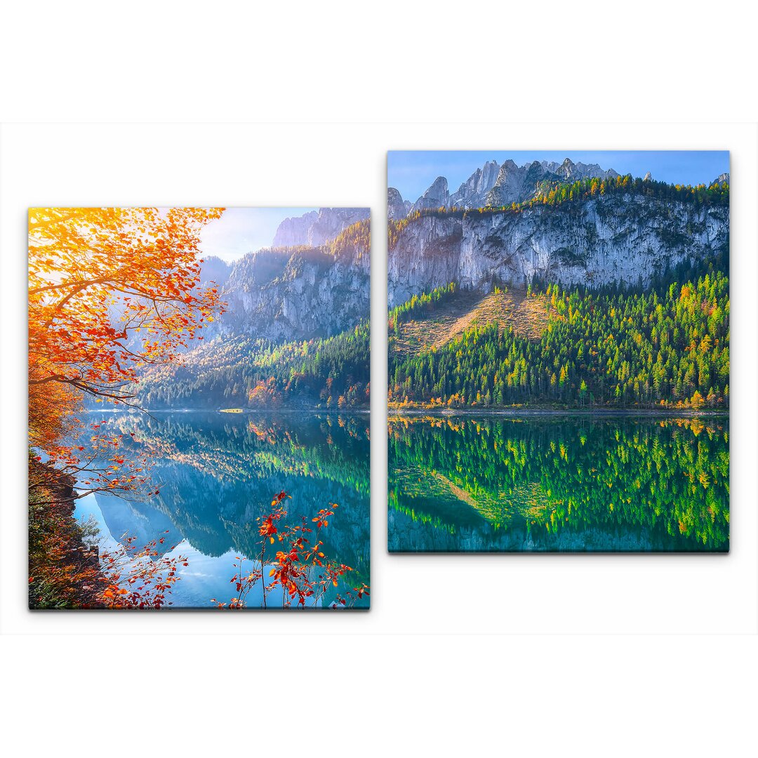 2-tlg. Leinwandbilder-Set Schöne Herbst Landschaft