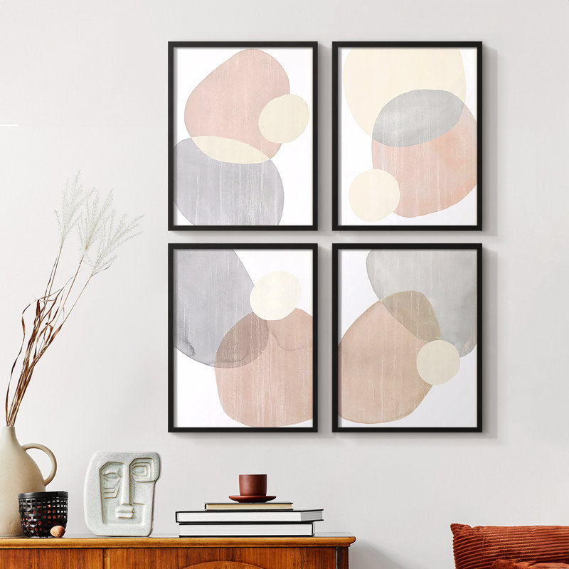 Pastel Shifting Spheres I, impression encadrée - ensemble de 4, Noir, H 10 po x l 8 po