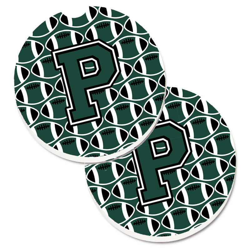Sous-verre de football, P, Vert / blanc