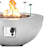 31.5-inch Round Concrete Propane Fire Pit Table,50,000 BTU,Includes Lid,Glass Wind Guard,and Lava Rocks,CSA Certified,for Patio,Deck,or Backyard