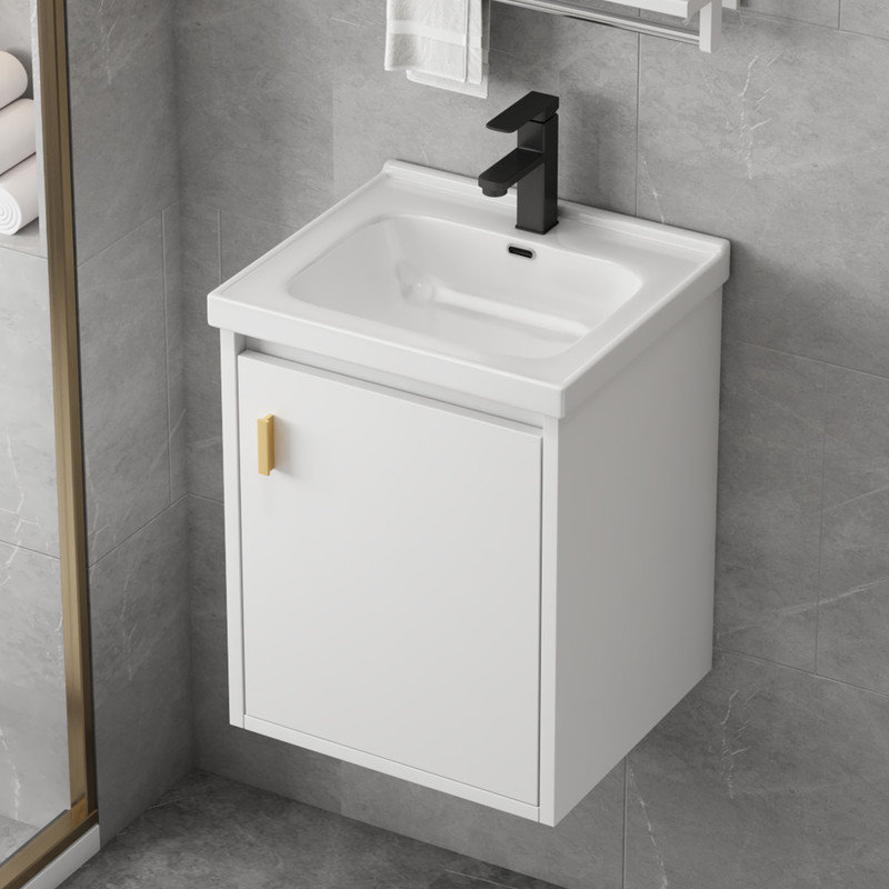 16 Inch Bathroom Vanity with Sink Combo, Wall Mounted Small Bathroom Vanity with Soft-Close Door Modern Floating Cabinet, Pop-up Drain, P-Trap Included,(No Faucet)